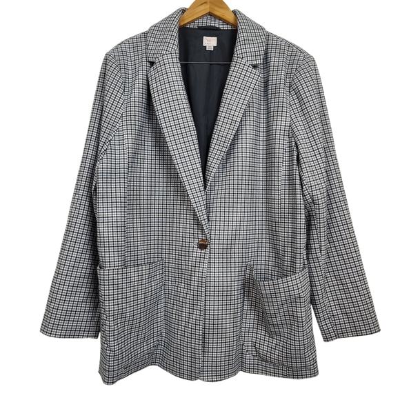 A NEW DAY PLAID BLAZER COAT WOMEN XXL DRESSY CASUAL CURVY PLUS THICK LONG JACKET - Picture 4 of 17